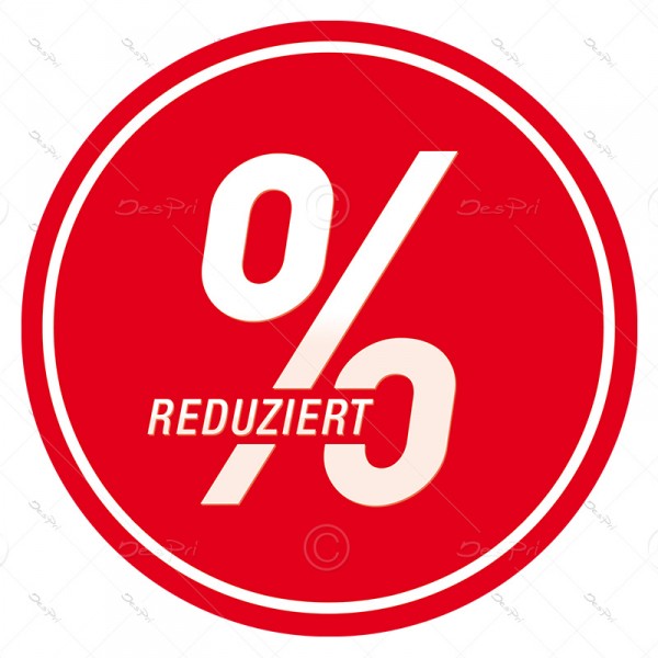 25x Reduziert, Schaufenster ablösbare Aufkleber, Rund, Rot, UV-Lack, A0007