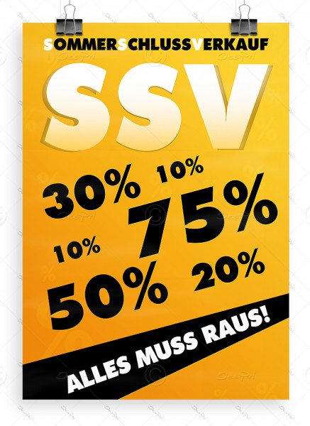 SSV Plakat - Sommerschlussverkauf, Alles muss raus, gelb, DIN A1, P0002