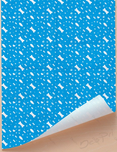Geschenkpapier - Tierwelt - Cyan-Weiß, 68 cm x 98 cm, GP0001D ab 100 Stück