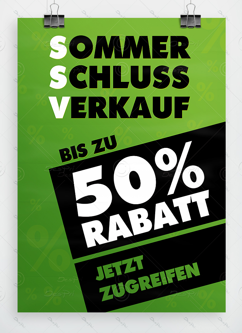 SSV Sommerschlussverkauf Plakat, grün, DIN A1, P0001B SSV Shopping Plakate Despri Shop