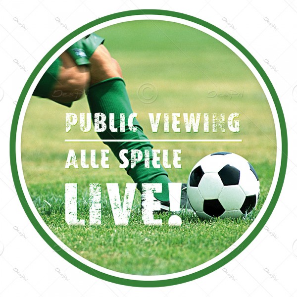 10x Fussball - Public Viewing, ablösbare Aufkleber, Rund, UV-Lack, A0006